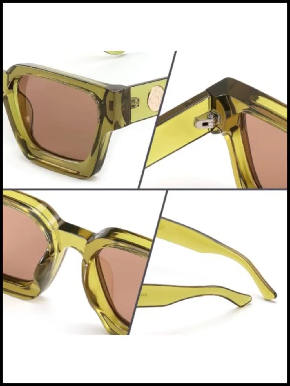 Retro 90s Chunky Square Sunglasses UV400 Non-Polarized